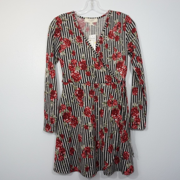 Striped Dress with Roses Medium - Picture 2 of 8